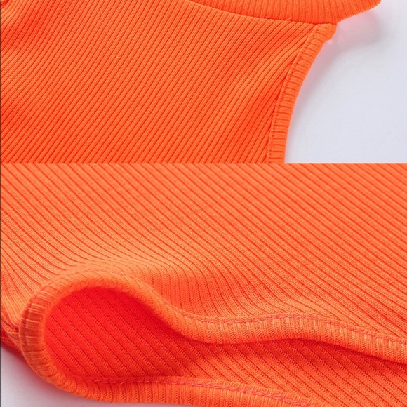 NWT High Neck Bright Orange Bodysuit - Picture 4 of 6